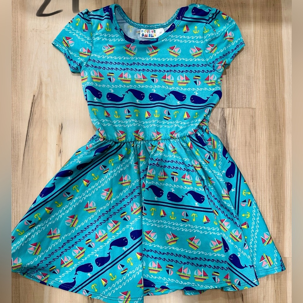 Dot dot smile cap sleeve dress Nautical Print